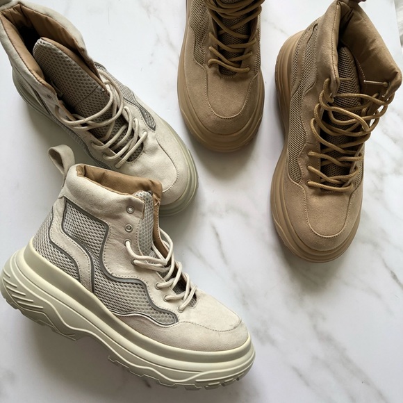 beige sneaker boots